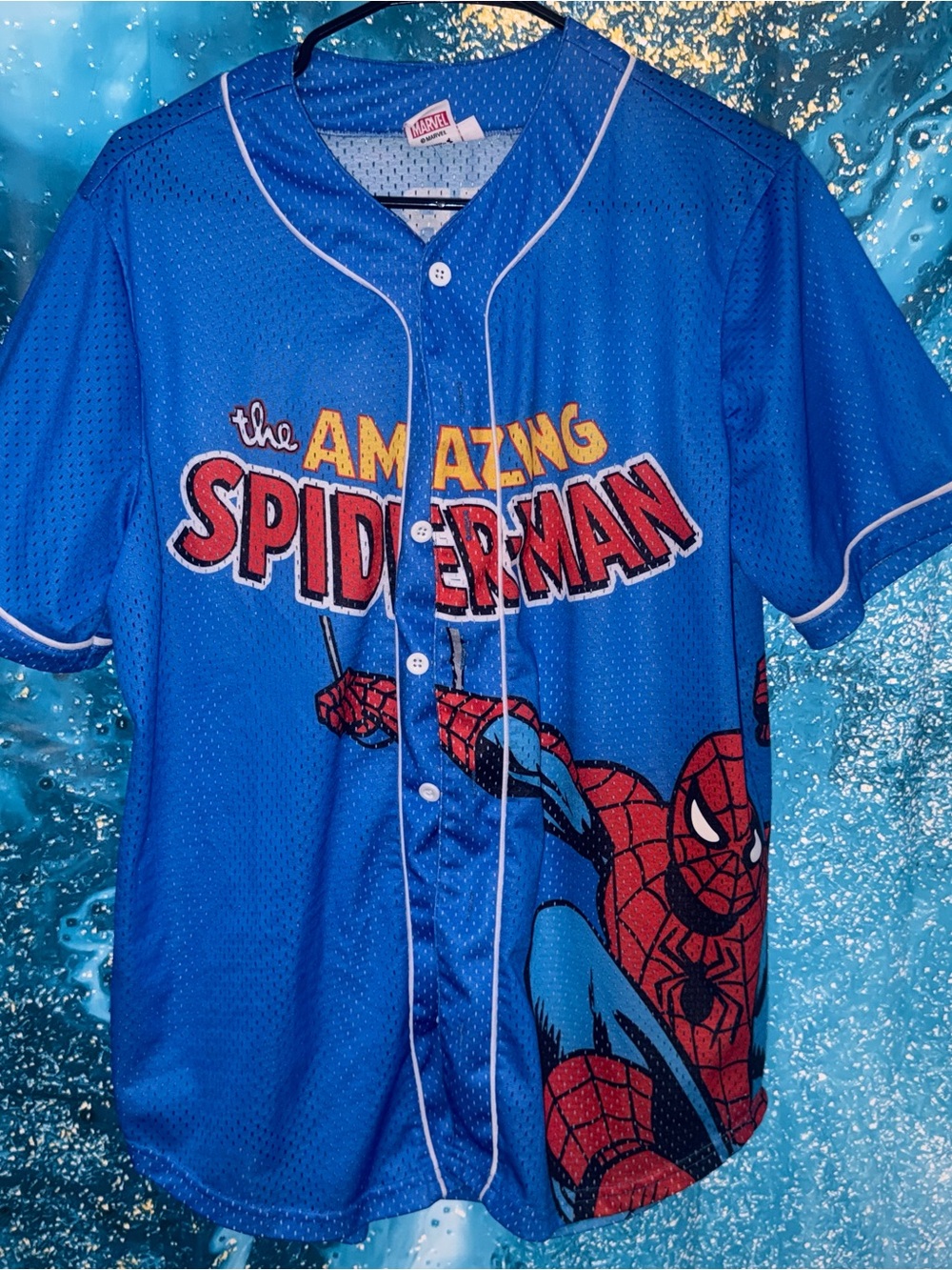 Marvel Blue The Amazing Spider-Man Kids Button-Up Jersey